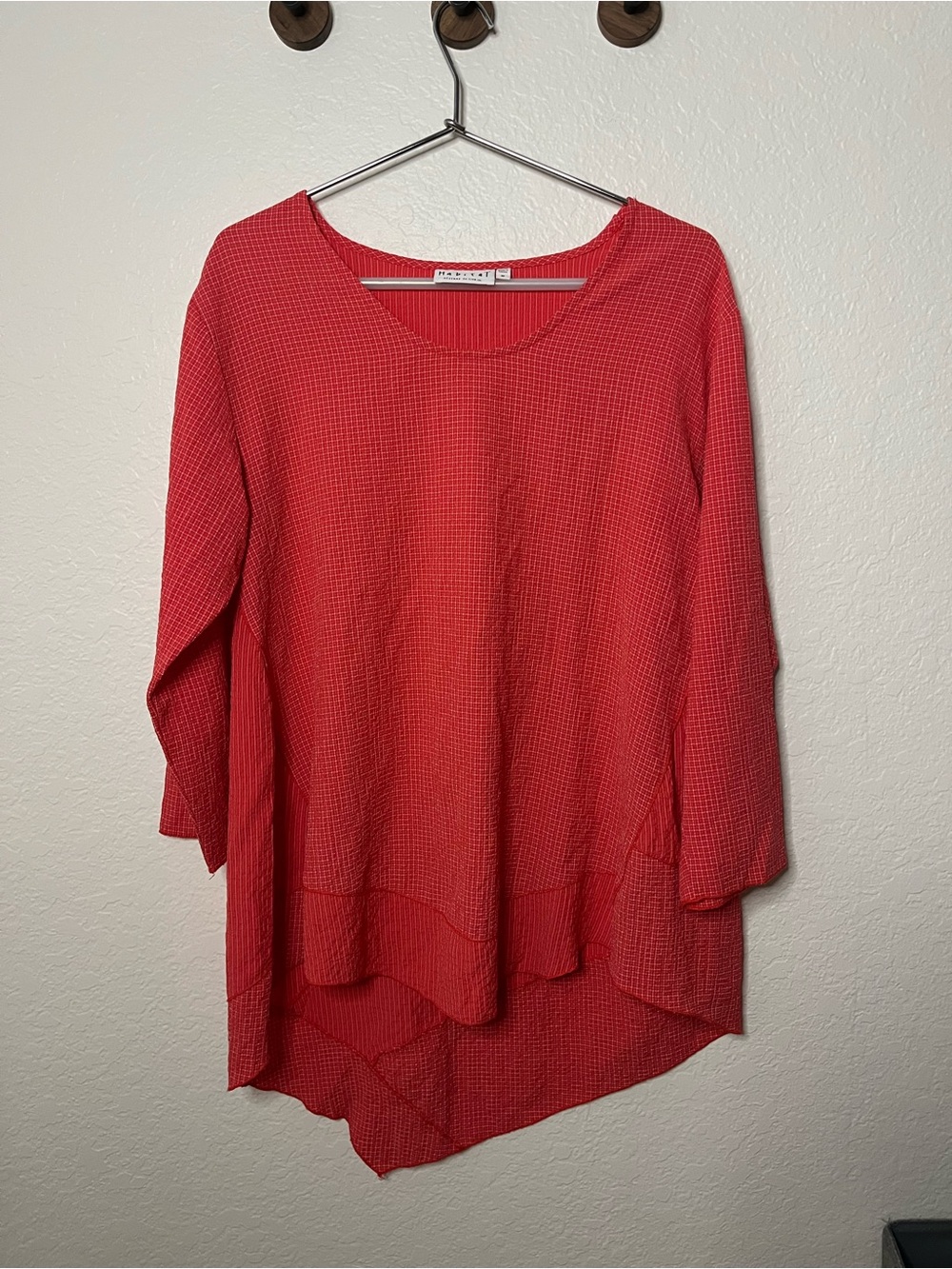 Habitat Red Waffle Knit Asymmetrical Hem Tunic